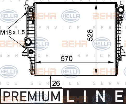 Radiateur, refroidissement du moteur BEHR HELLA SERVICE *** PREMIUM LINE ***