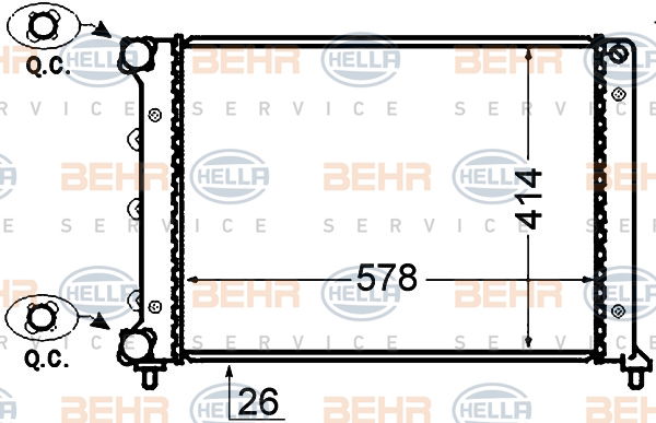 Radiateur, refroidissement du moteur BEHR HELLA SERVICE