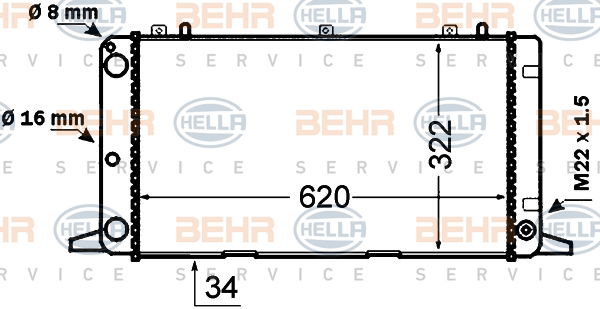 Radiateur, refroidissement du moteur BEHR HELLA SERVICE