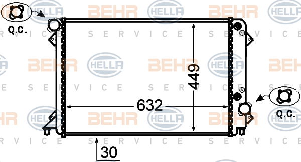 Radiateur, refroidissement du moteur BEHR HELLA SERVICE *** PREMIUM LINE ***
