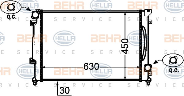 Radiateur, refroidissement du moteur BEHR HELLA SERVICE