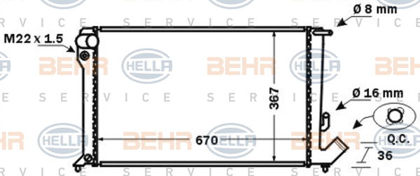 Radiateur, refroidissement du moteur BEHR HELLA SERVICE