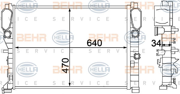 Radiateur, refroidissement du moteur BEHR HELLA SERVICE