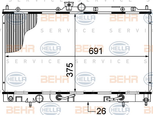 Radiateur, refroidissement du moteur BEHR HELLA SERVICE