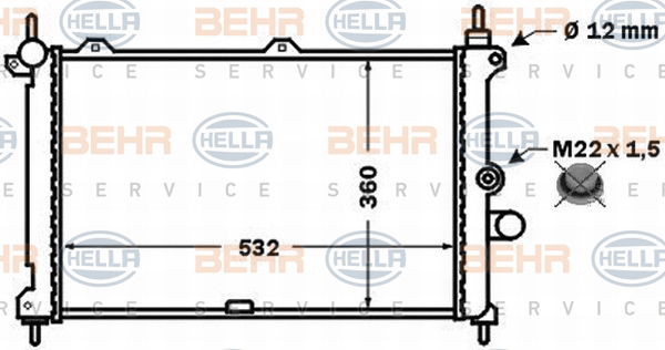 Radiateur, refroidissement du moteur BEHR HELLA SERVICE