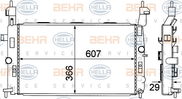 Radiateur, refroidissement du moteur BEHR HELLA SERVICE