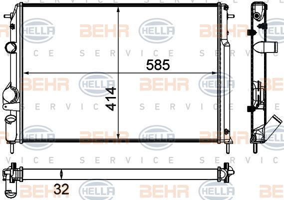 Radiateur, refroidissement du moteur BEHR HELLA SERVICE Version ALTERNATIF