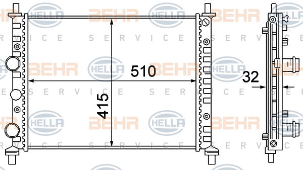 Radiateur, refroidissement du moteur BEHR HELLA SERVICE *** PREMIUM LINE ***