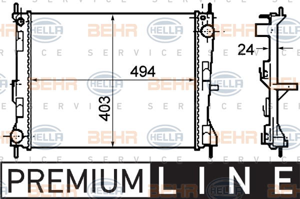 Radiateur, refroidissement du moteur BEHR HELLA SERVICE *** PREMIUM LINE ***