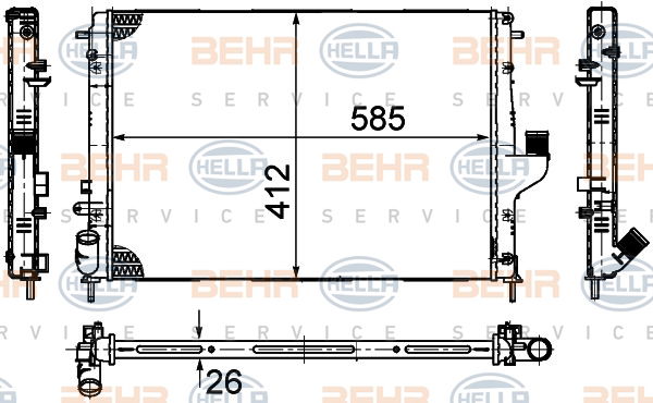 Radiateur, refroidissement du moteur BEHR HELLA SERVICE