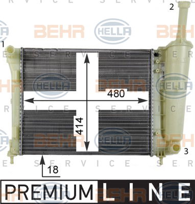 Radiateur, refroidissement du moteur BEHR HELLA SERVICE *** PREMIUM LINE ***