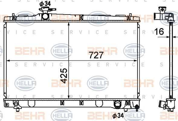 Radiateur, refroidissement du moteur BEHR HELLA SERVICE