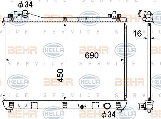 Radiateur, refroidissement du moteur BEHR HELLA SERVICE