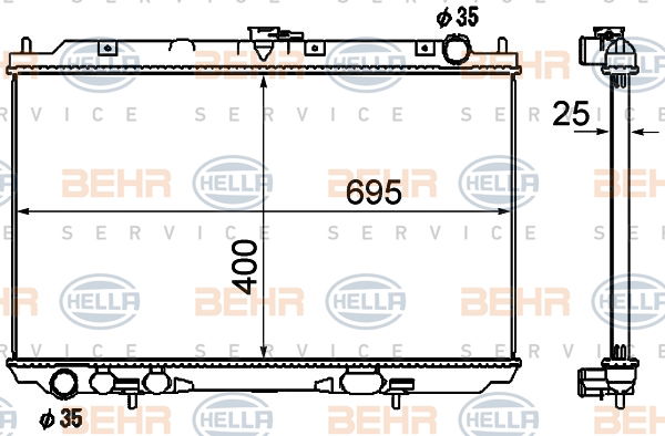 Radiateur, refroidissement du moteur BEHR HELLA SERVICE