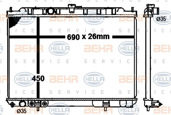 Radiateur, refroidissement du moteur BEHR HELLA SERVICE