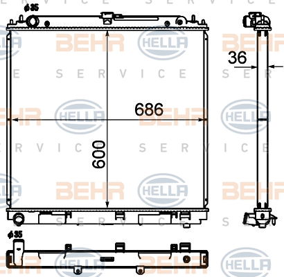 Radiateur, refroidissement du moteur BEHR HELLA SERVICE