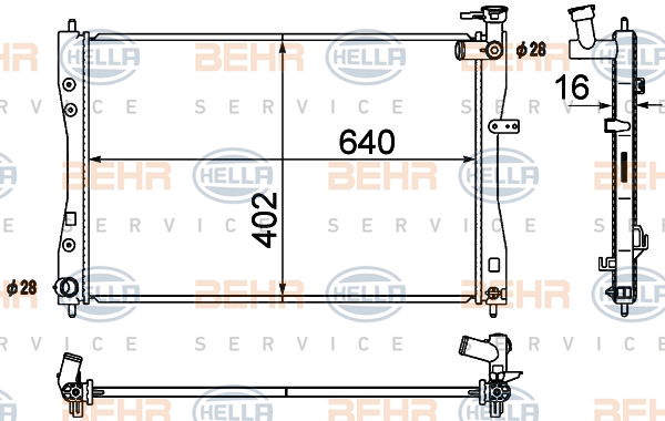 Radiateur, refroidissement du moteur BEHR HELLA SERVICE