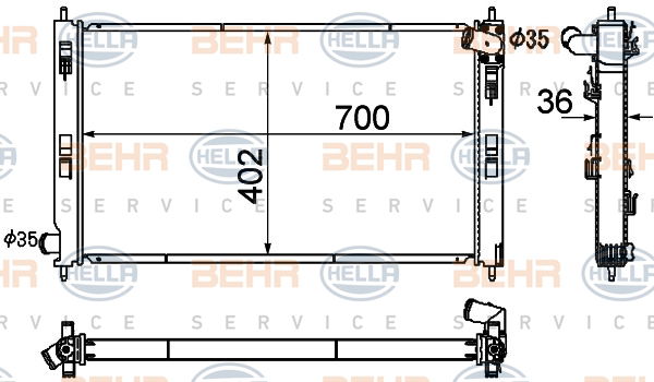 Radiateur, refroidissement du moteur BEHR HELLA SERVICE