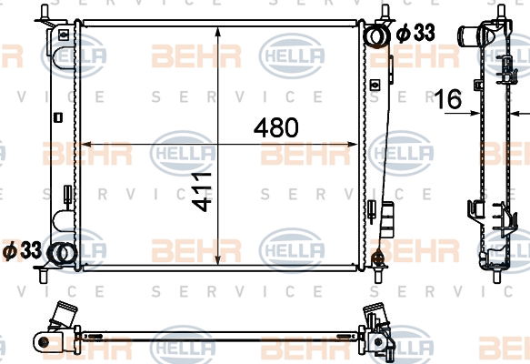 Radiateur, refroidissement du moteur BEHR HELLA SERVICE