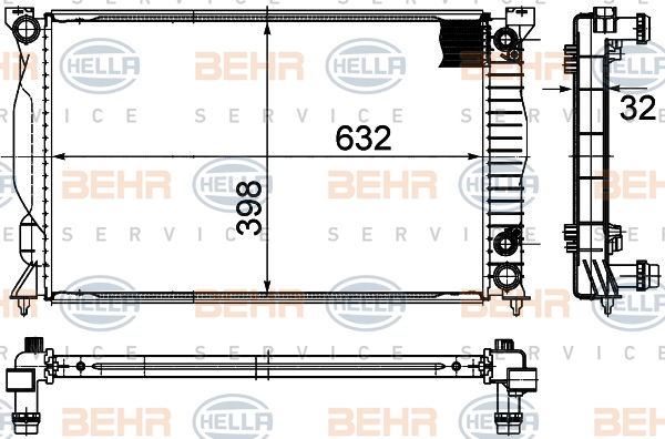 Radiateur, refroidissement du moteur BEHR HELLA SERVICE