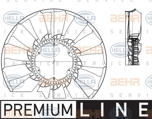 Roue du souffleur, refroidissement  du moteur BEHR HELLA SERVICE *** PREMIUM LINE ***