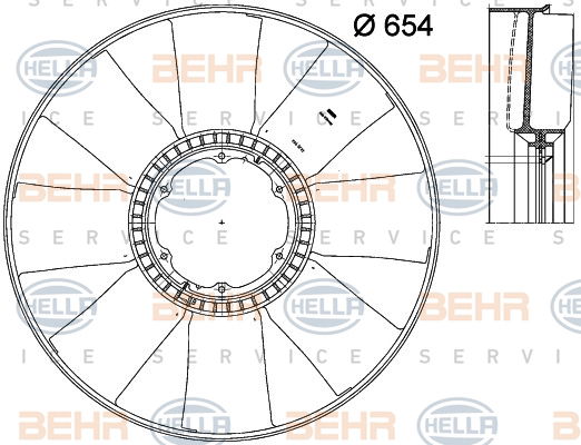 Roue du souffleur, refroidissement  du moteur BEHR HELLA SERVICE *** PREMIUM LINE ***