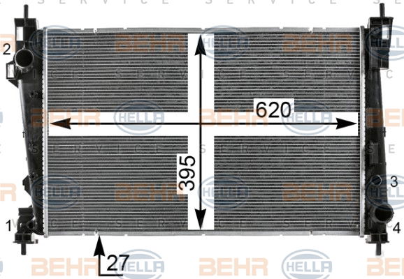 Radiateur, refroidissement du moteur BEHR HELLA SERVICE *** PREMIUM LINE ***