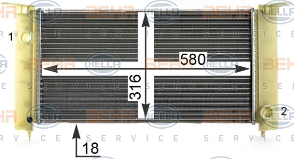 Radiateur, refroidissement du moteur BEHR HELLA SERVICE