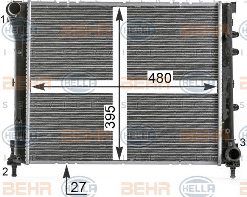 Radiateur, refroidissement du moteur BEHR HELLA SERVICE *** PREMIUM LINE ***