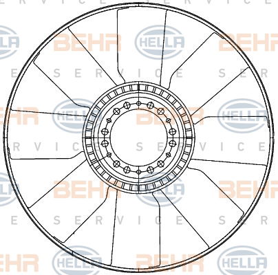 Roue du souffleur, refroidissement  du moteur BEHR HELLA SERVICE *** PREMIUM LINE ***
