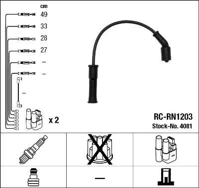 Kit de câbles d'allumage - RC-RN1203