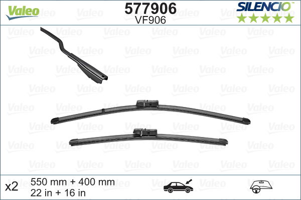 Balai d'essuie-glace SILENCIO FLAT BLADE SET