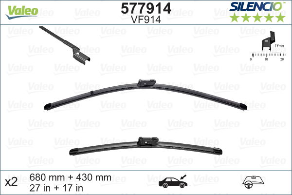 Balai d'essuie-glace SILENCIO FLAT BLADE SET
