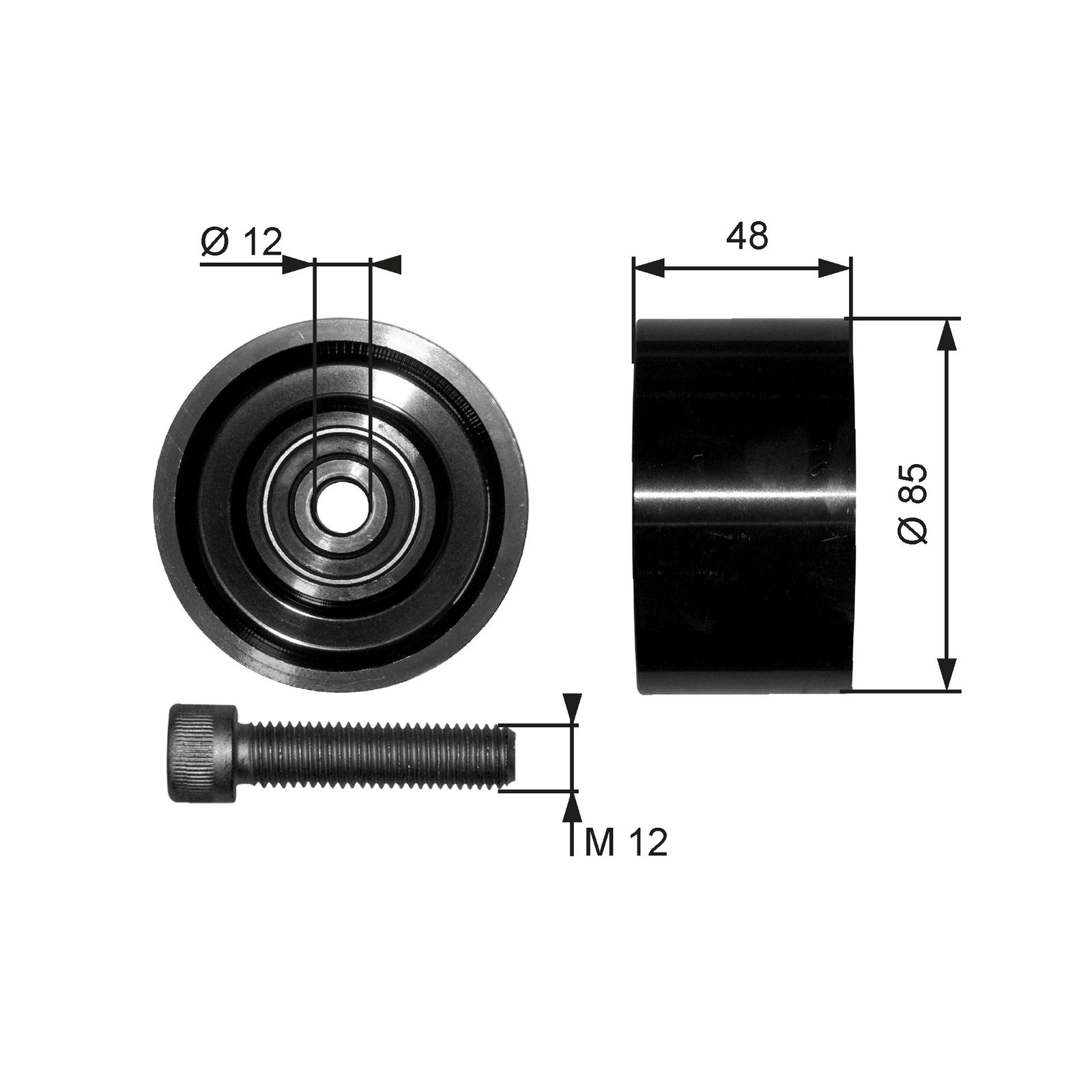 Poulie renvoi/transmission, courroie trapézoïdale à nervures DriveAlign®