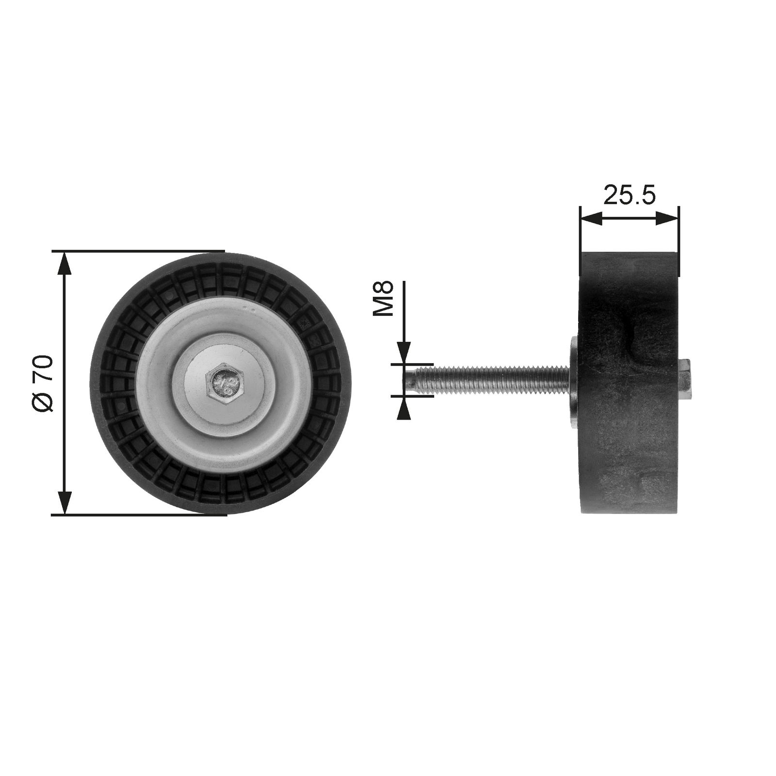 Poulie renvoi/transmission, courroie trapézoïdale à nervures DriveAlign®