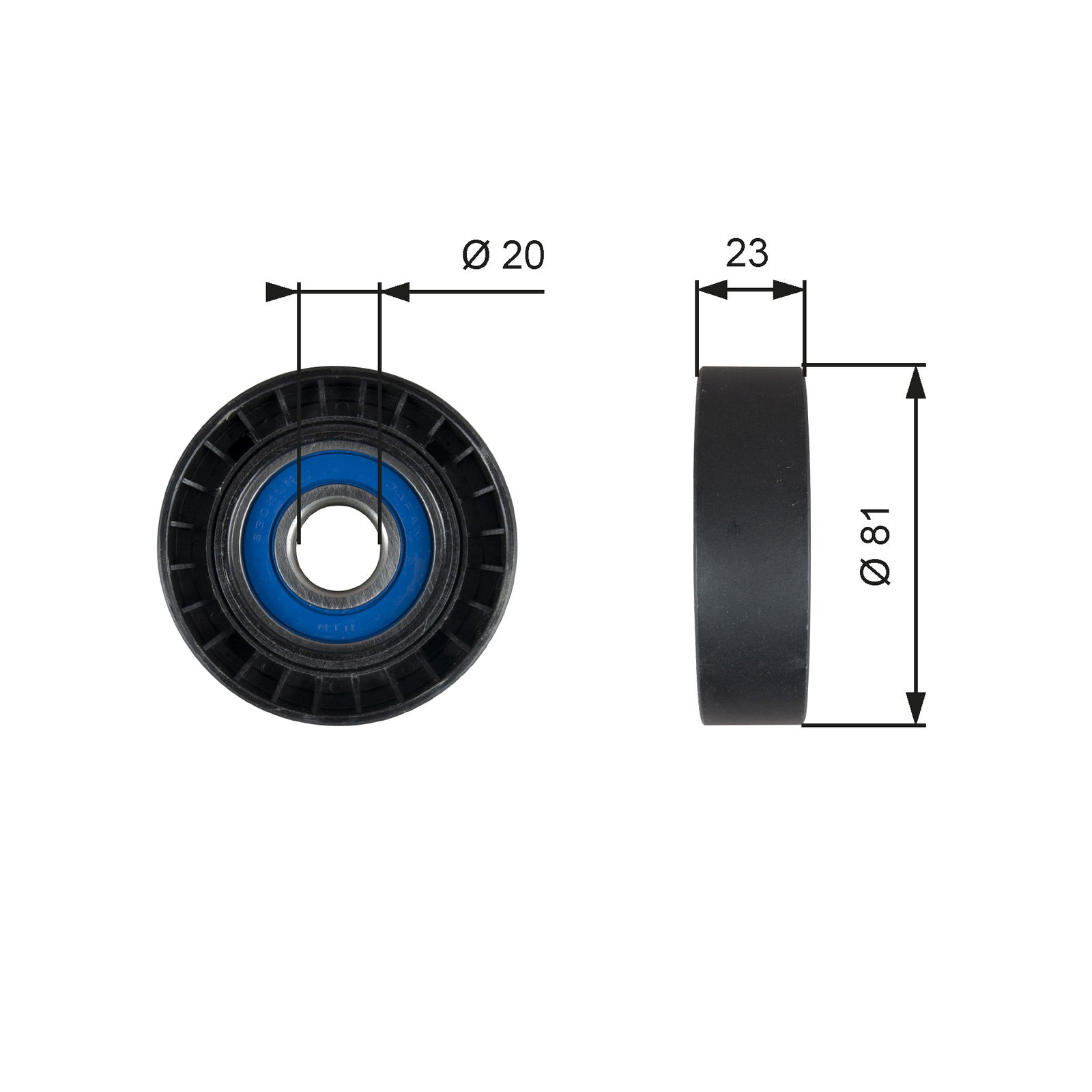 Poulie renvoi/transmission, courroie trapézoïdale à nervures DriveAlign®