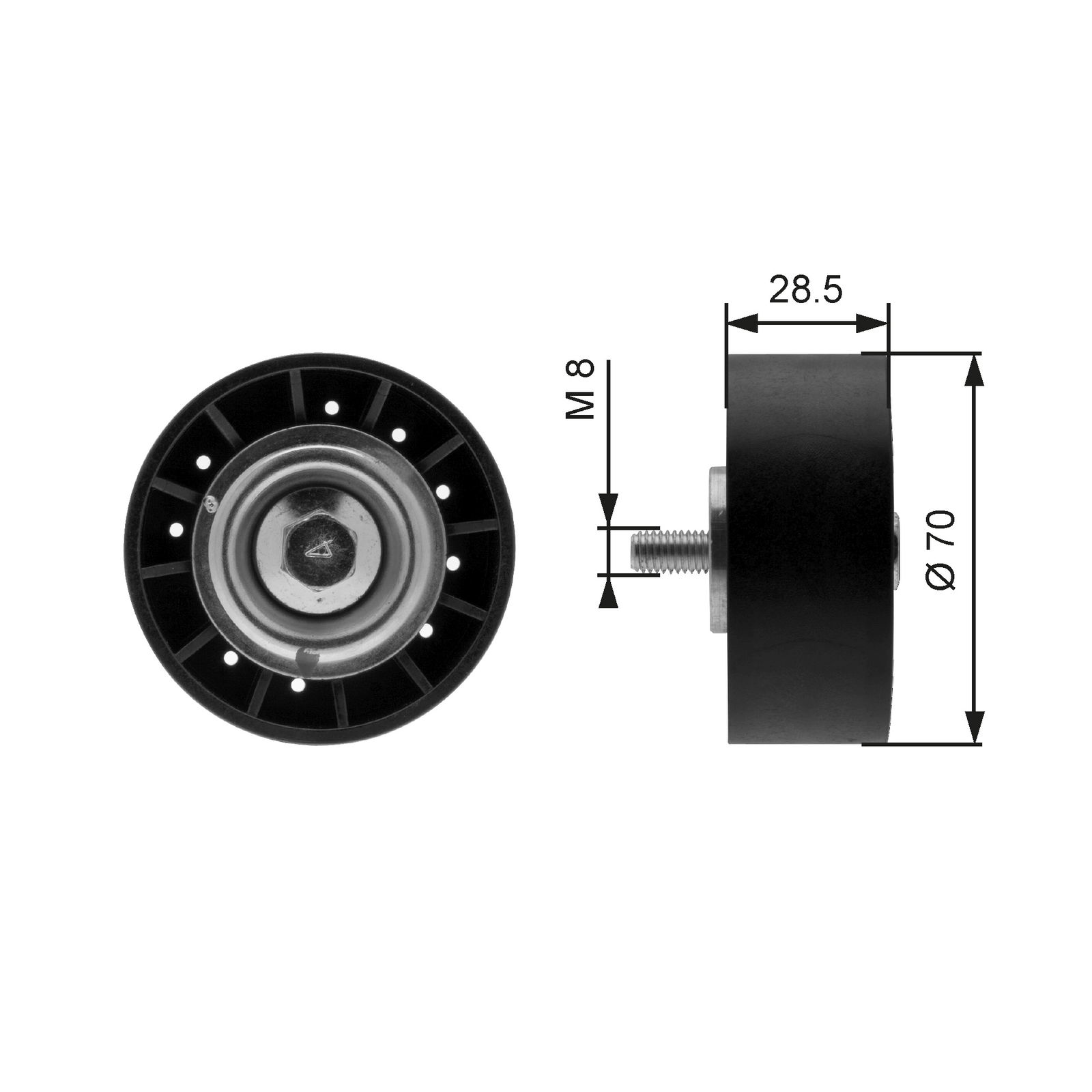 Poulie renvoi/transmission, courroie trapézoïdale à nervures DriveAlign®