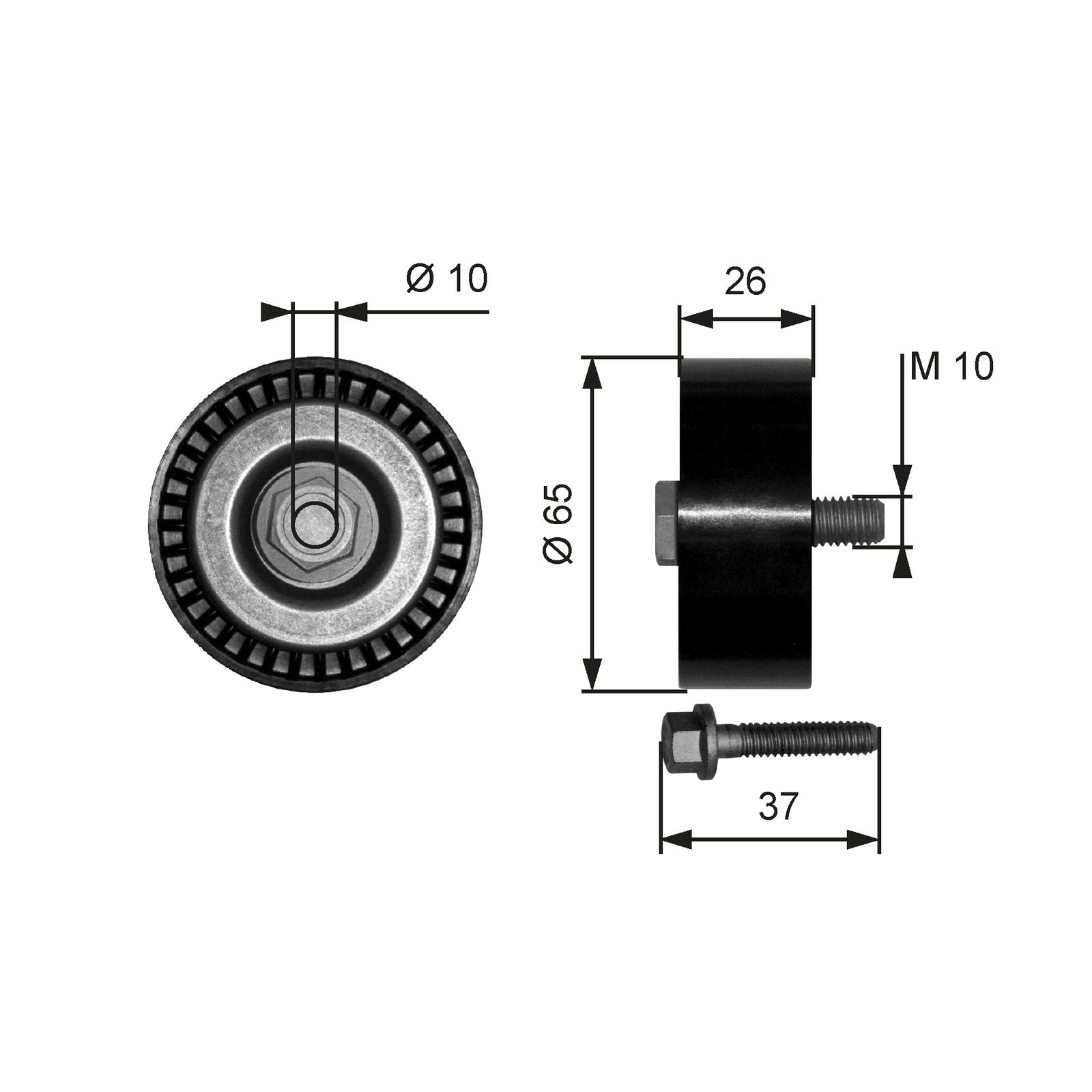 Poulie renvoi/transmission, courroie trapézoïdale à nervures DriveAlign®