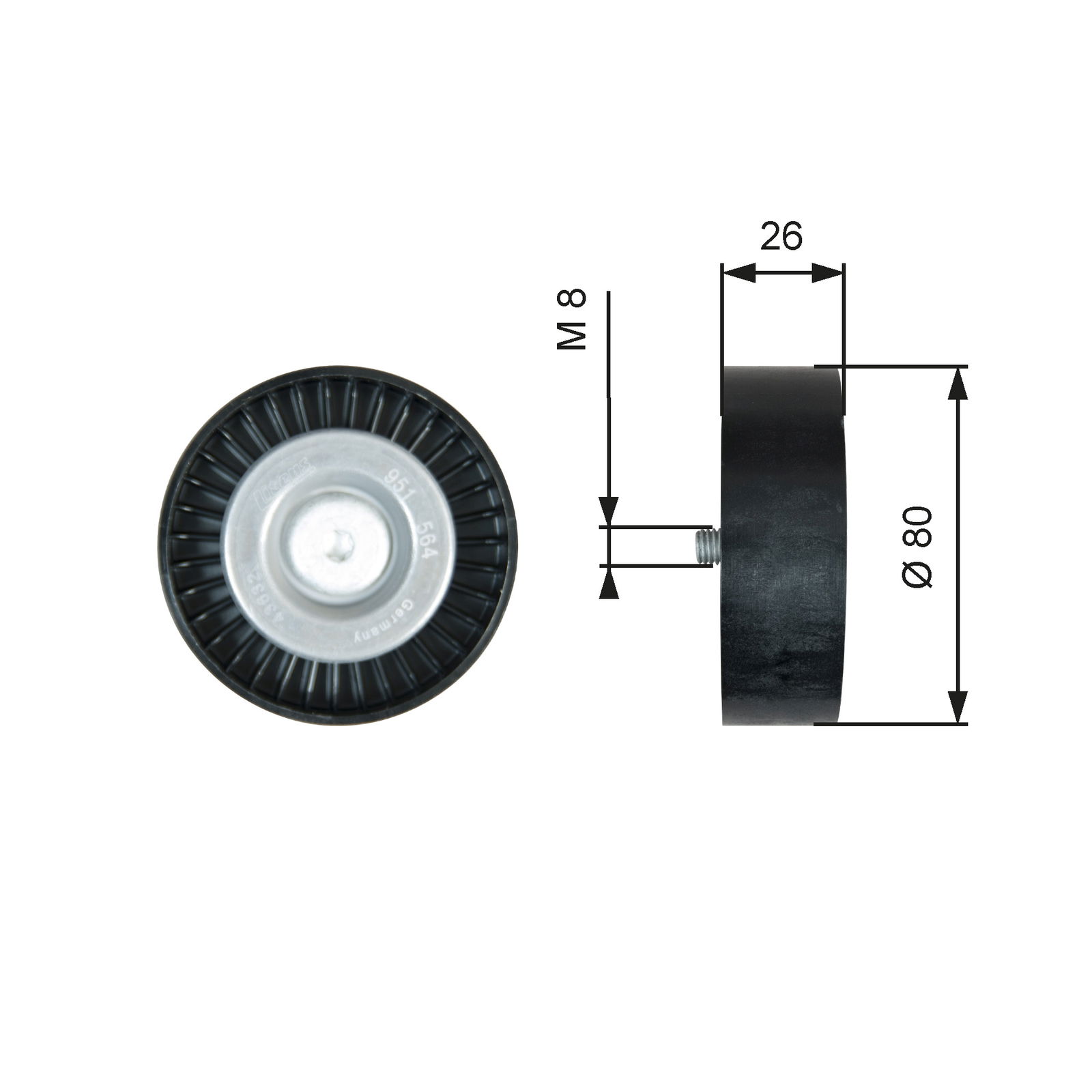 Poulie renvoi/transmission, courroie trapézoïdale à nervures DriveAlign®