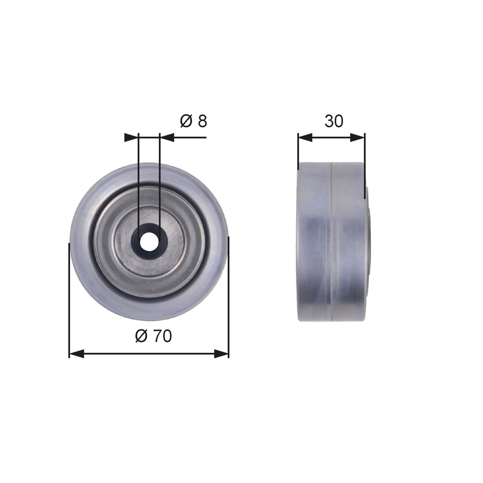 Poulie renvoi/transmission, courroie trapézoïdale à nervures DriveAlign®