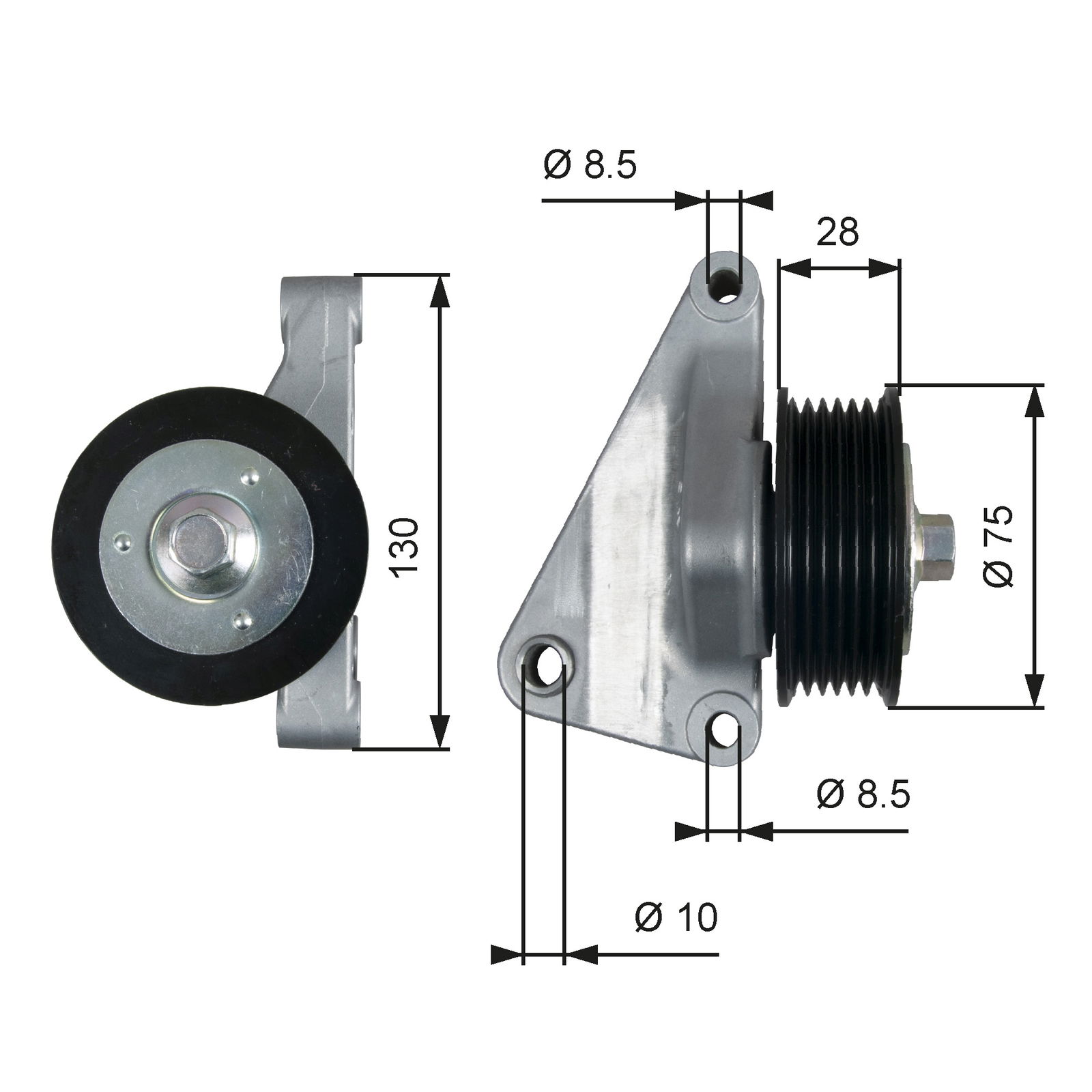 Poulie renvoi/transmission, courroie trapézoïdale à nervures DriveAlign®