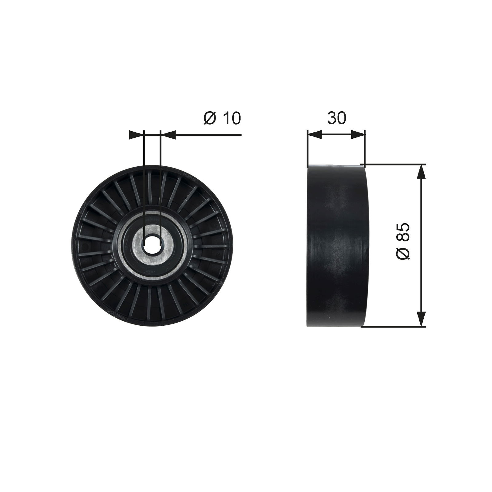 Poulie renvoi/transmission, courroie trapézoïdale à nervures DriveAlign®