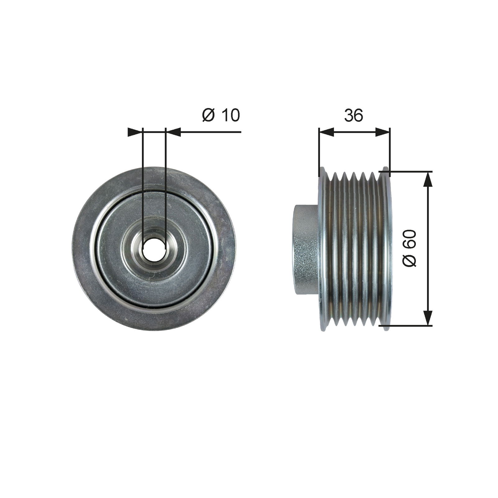 Poulie renvoi/transmission, courroie trapézoïdale à nervures DriveAlign®