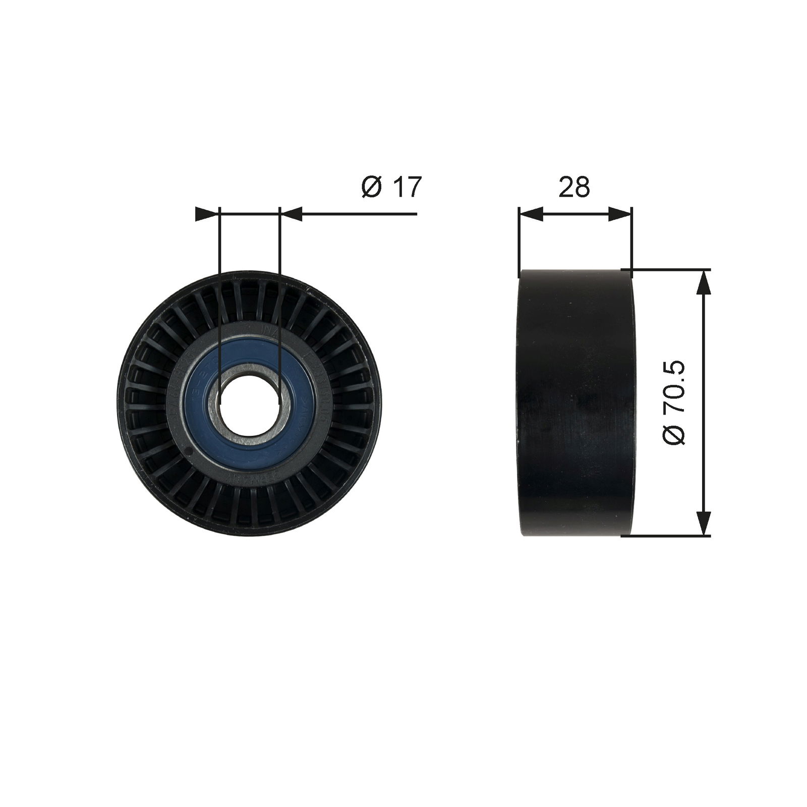 Poulie renvoi/transmission, courroie trapézoïdale à nervures DriveAlign®