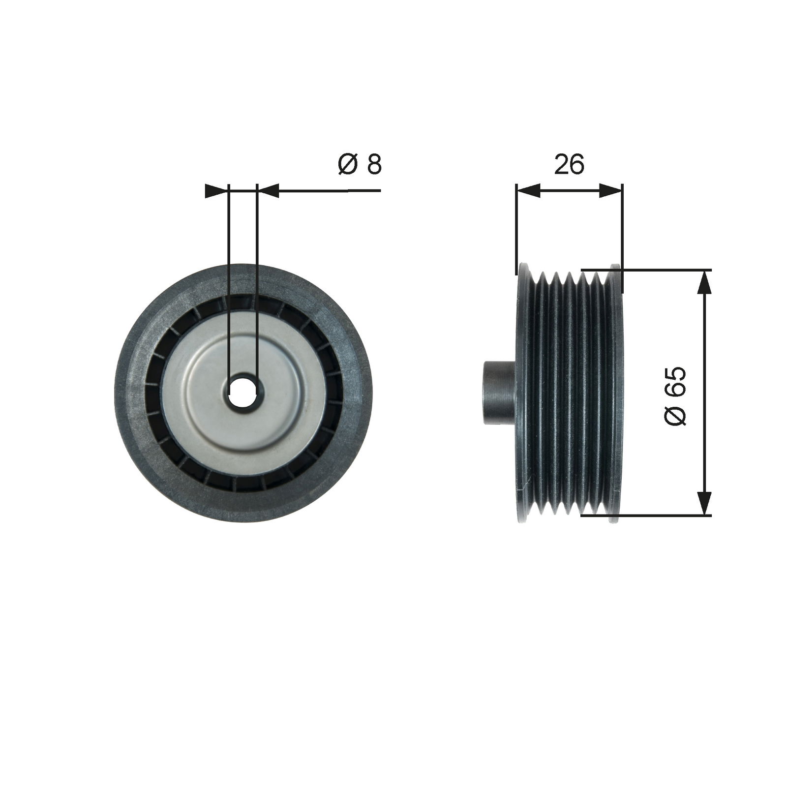 Poulie renvoi/transmission, courroie trapézoïdale à nervures DriveAlign®