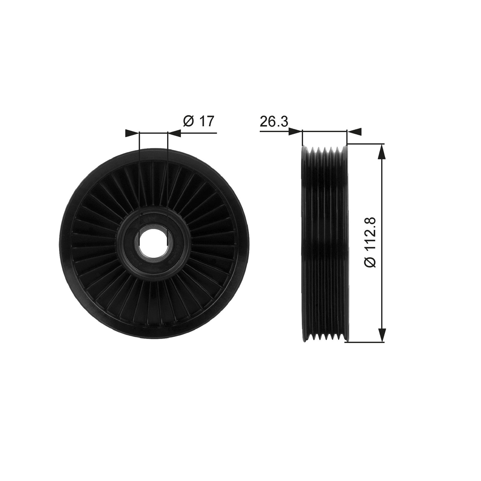 Poulie renvoi/transmission, courroie trapézoïdale à nervures DriveAlign®