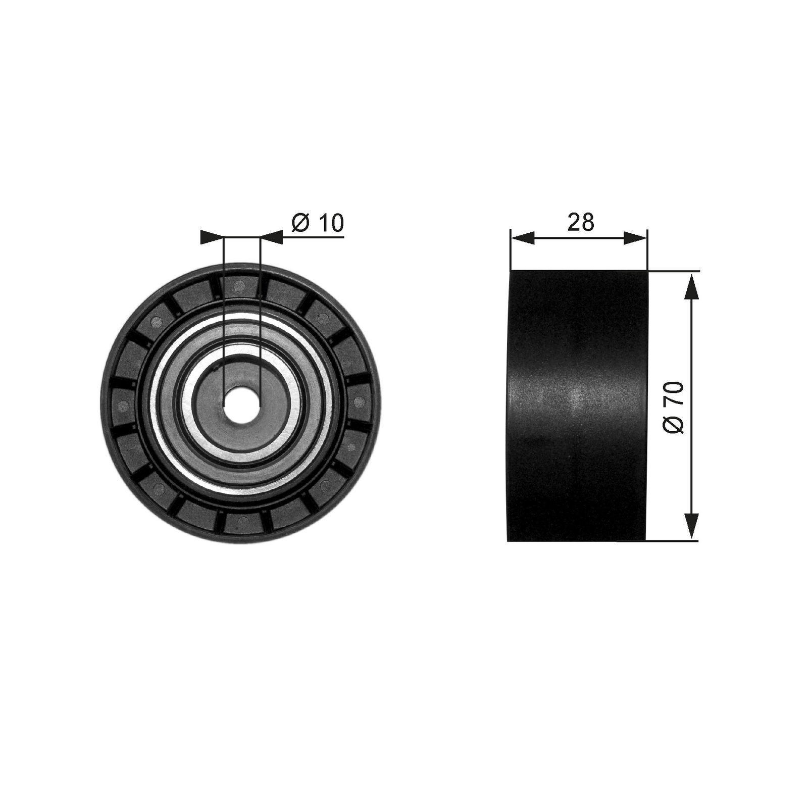 Poulie renvoi/transmission, courroie trapézoïdale à nervures DriveAlign®