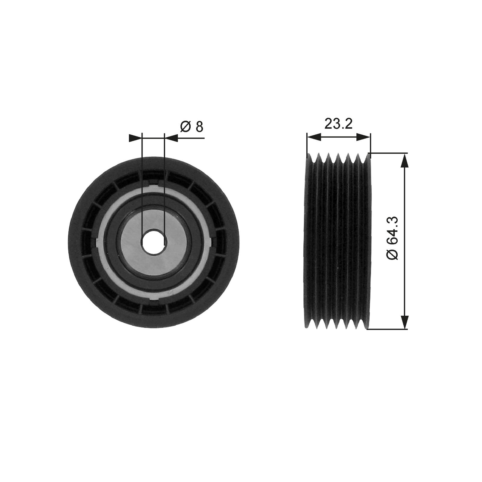 Poulie renvoi/transmission, courroie trapézoïdale à nervures DriveAlign®