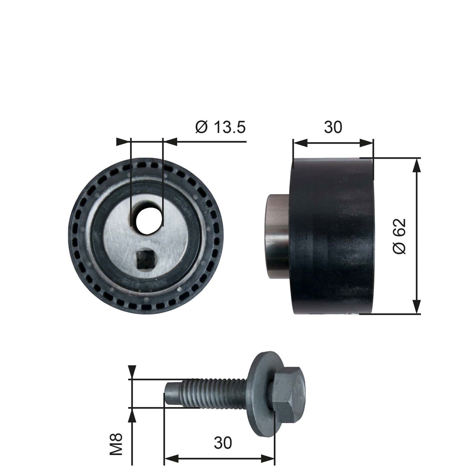 Poulie-tendeur, courroie crantée PowerGrip®