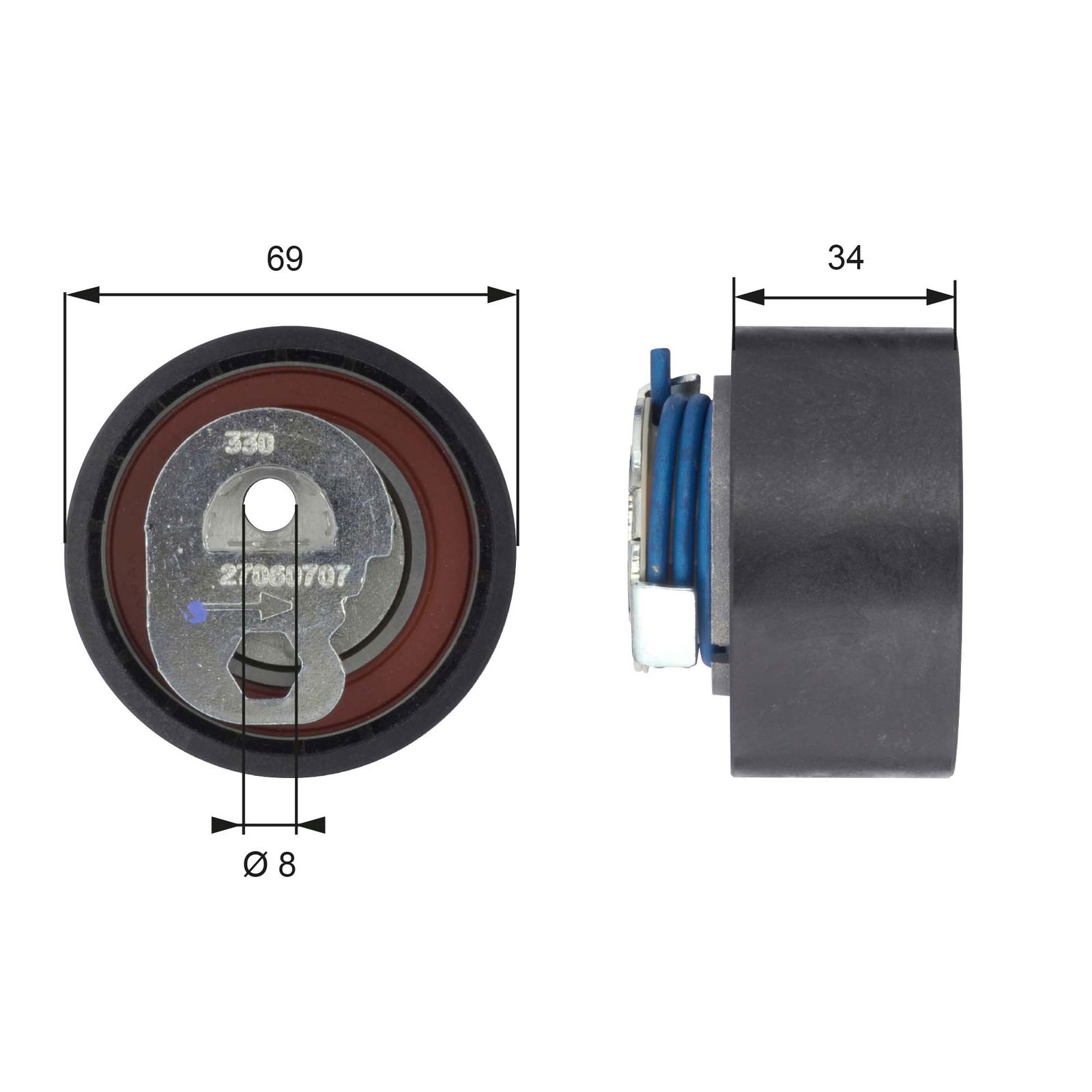 Poulie-tendeur, courroie crantée PowerGrip®